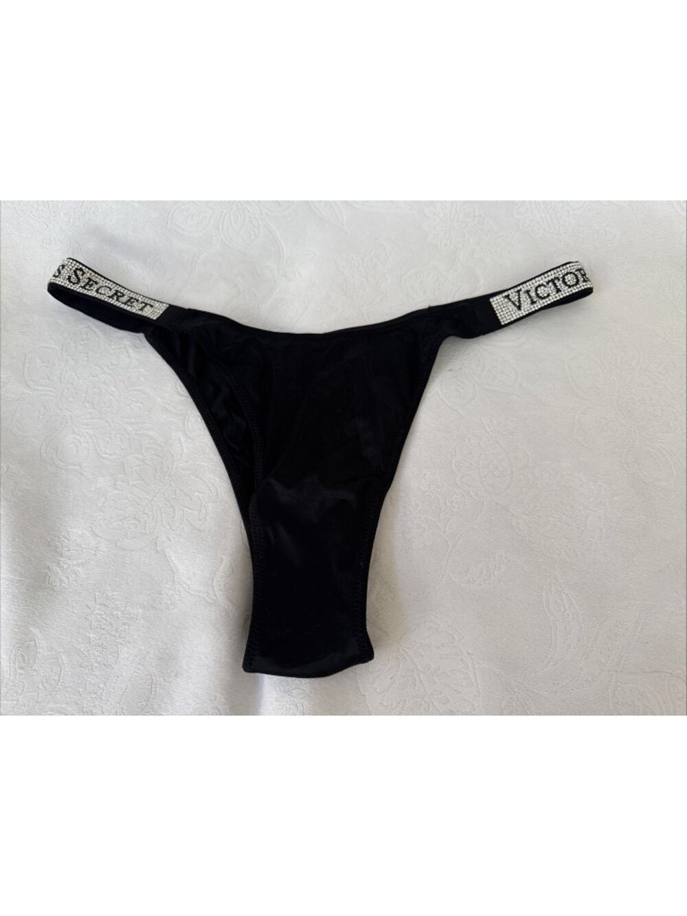 VICTORIA'S SECRET M VERY SEXY HI LEG RHINESTONE BRAZILIAN THONG PANTIES NWT